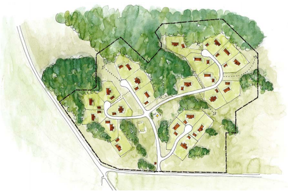 Ritad karta &ouml;ver omr&aring;det Lundhagen